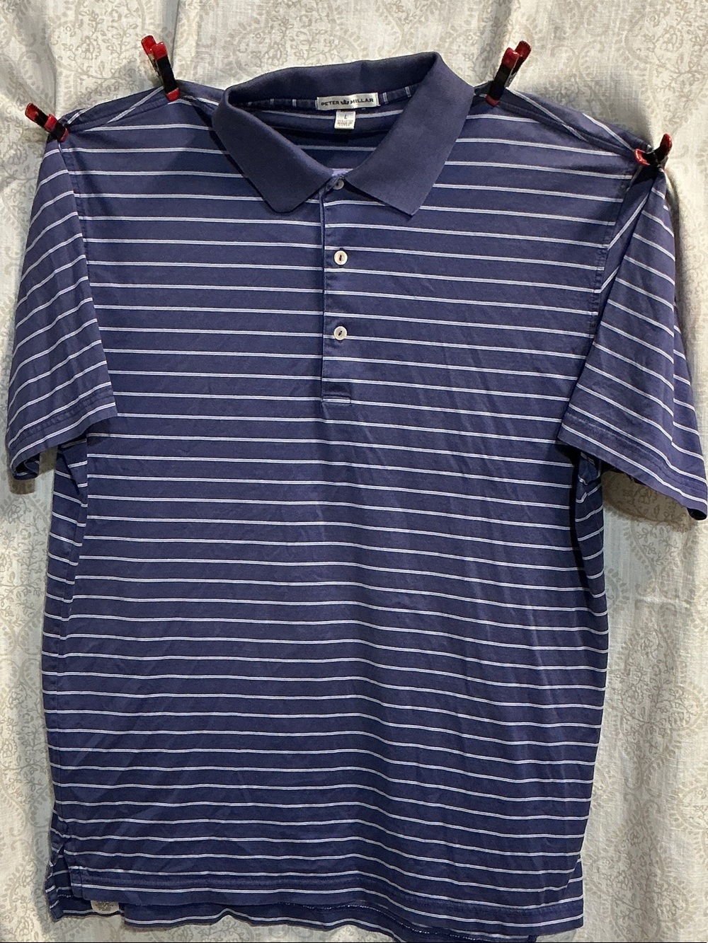 Peter Millar Navy Striped Polo Shirt